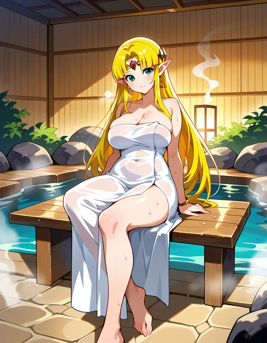 @princess_zelda detailed onsen bench steam full_body minacream, hentai_studio_quality