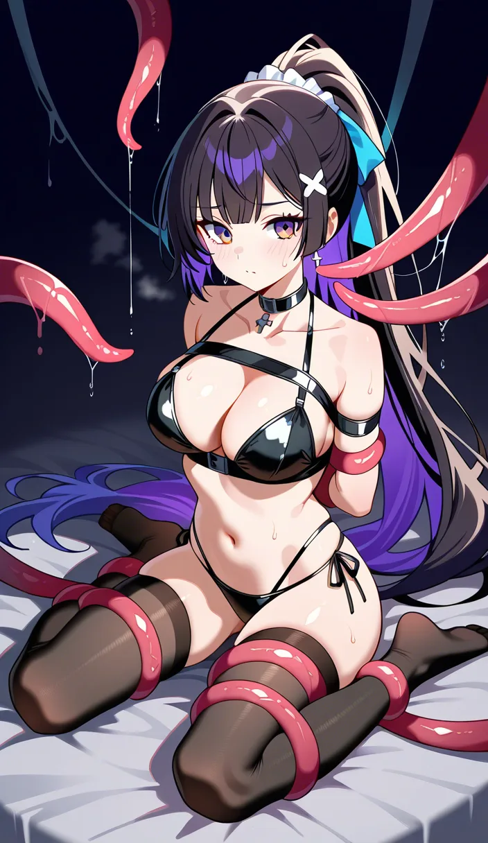 @ellen_joe #wariza #tentacles #black_thighhighs #choker #bondage #feet, hentai_studio_quality