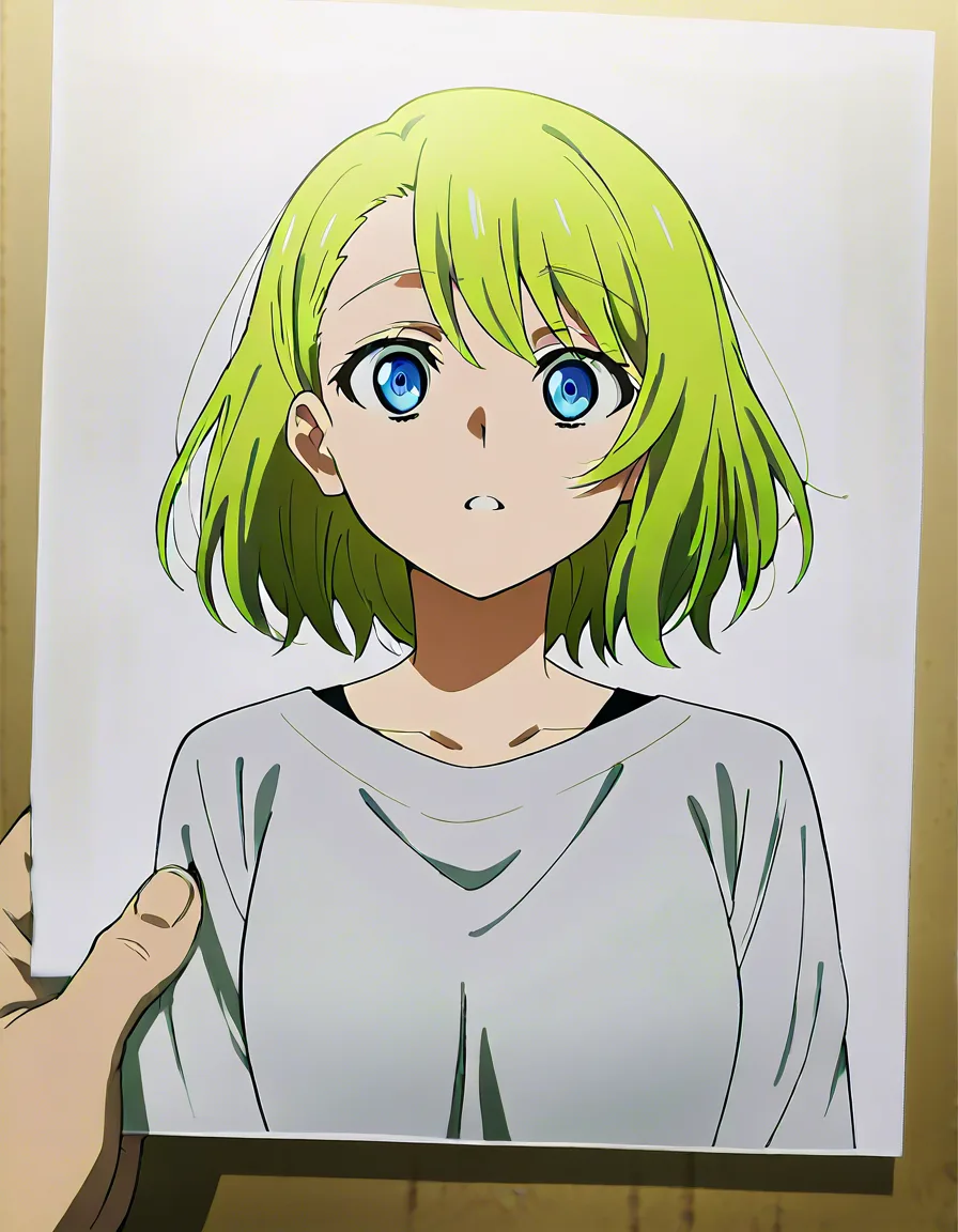 Redraw the entire picture as a hand-drawn anime illustration in flat cel-shaded anime style. It stays the same person with the same face, the same expression, the same hair and the same skin tone, and every other detail of the photograph is kept exactly as it is: nothing is added, removed, moved, uncovered or recoloured. Only the medium changes, and no part of the picture is left photographic. Above all, the picture must show: Give woman on top pink hijab, give woman on bottom green hijab, hentai_studio_quality