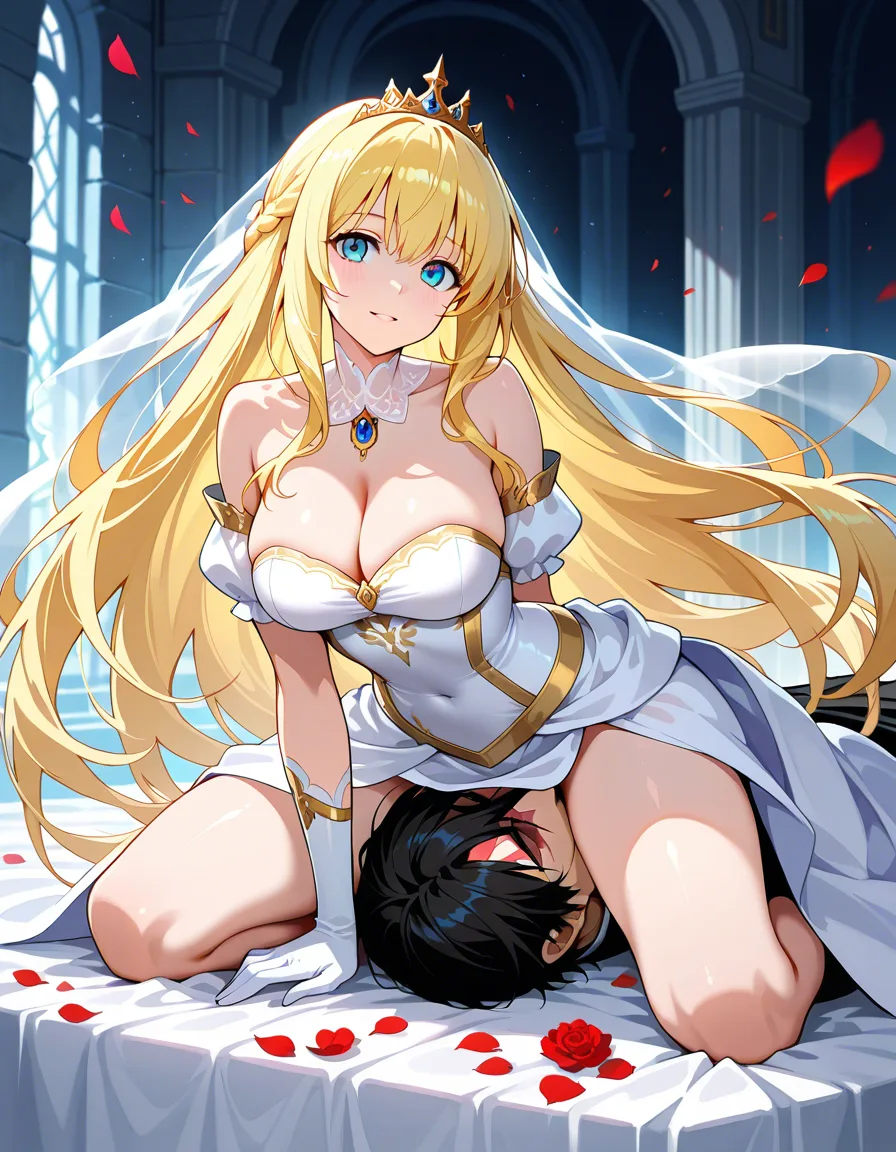ultra HD, lifelike, princess, facesitting, scar, petals, cinematic realism, hentai_studio_quality