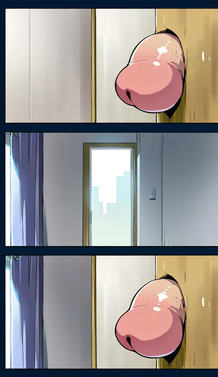 (masterpiece), (best quality), (ultra detailed), professional manga artist style, manga page, multi-panel layout, professional composition, art by Takeda Hiromitsu, a man inserts his penis into a hole in the wall of his apartment, the penis emerges through the wall from the neighboring unit, a penis protruding from the wall, a woman in the neighboring unit, fellatio, ejaculation, vaginal penetration, thrusting, the peak of pleasure, rich colors, natural skin tones, polished and detailed digital illustration, Japanese sound effects, Japanese speech bubbles, hentai_studio_quality