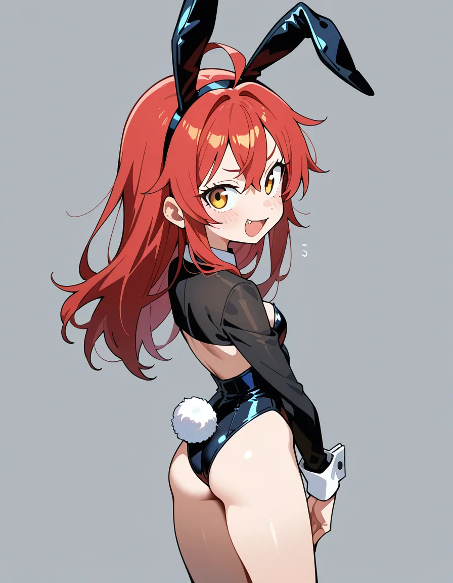 ultra detailed shading, bunny girl, long sleeves, fun size, redhead, cute, hentai_studio_quality