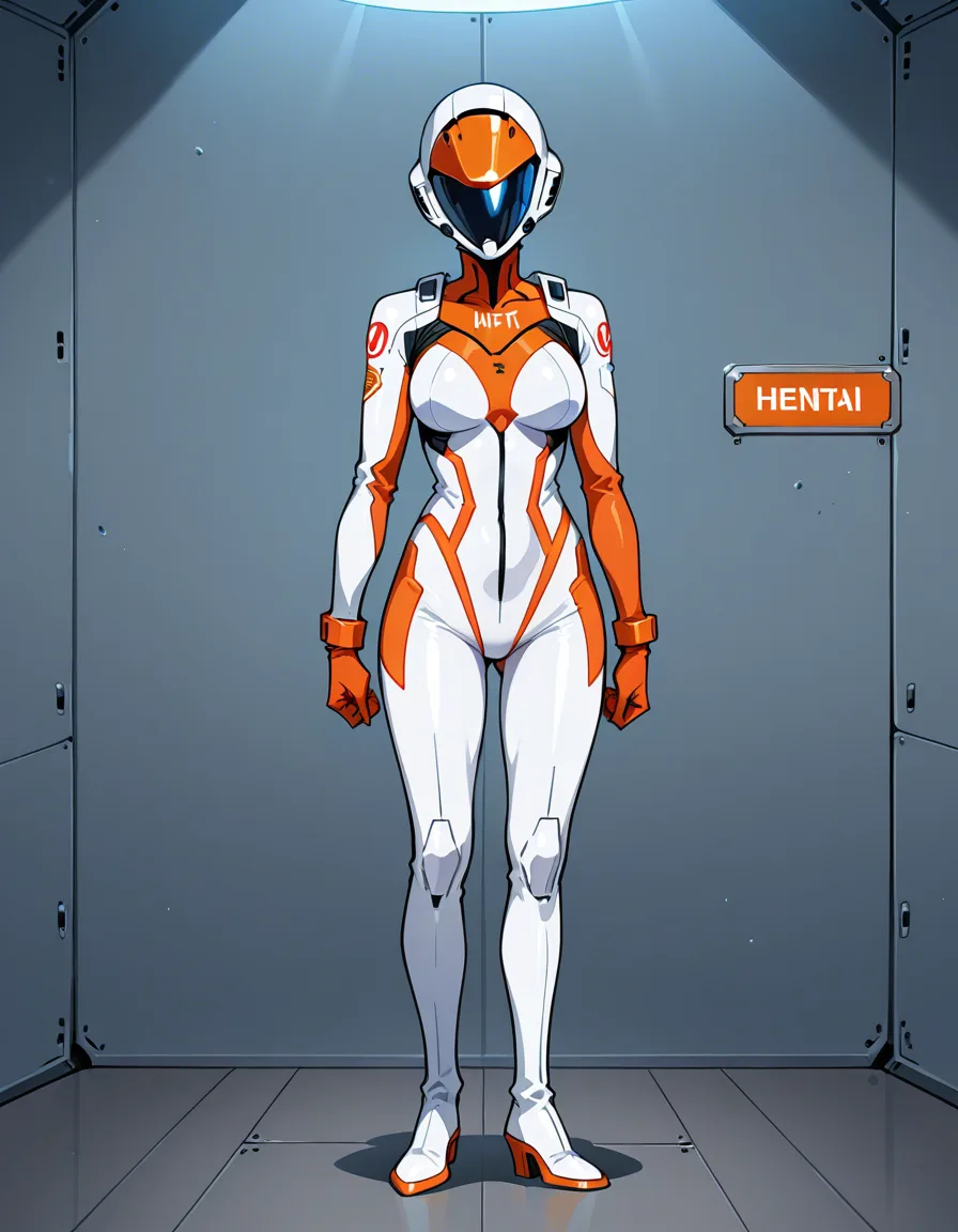 an adult female space commander standing while being encircled by canines., hentai_studio_quality