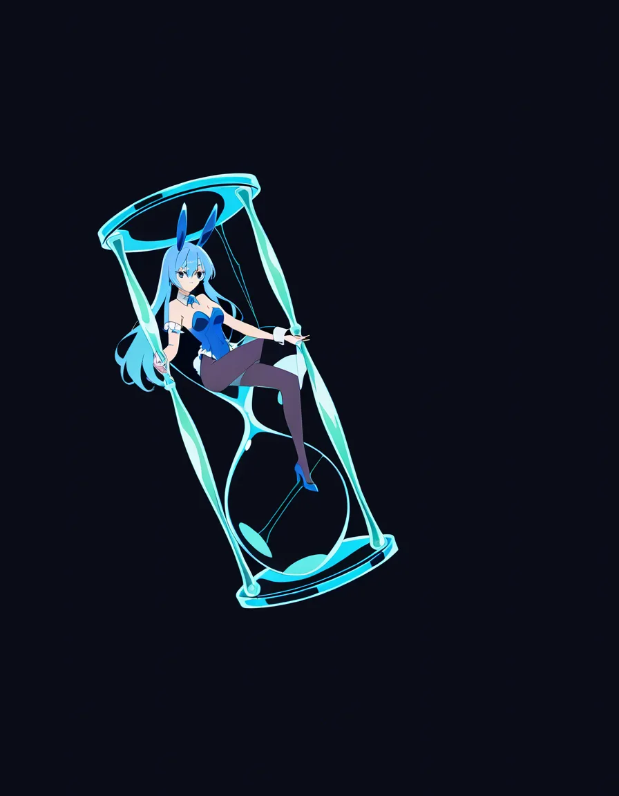 absurdres, highres, bunny girl, leg up, hourglass figure, frills, black background, manga aesthetic, (anime style:1.3), 2d, anime screencap, cel shading, flat color