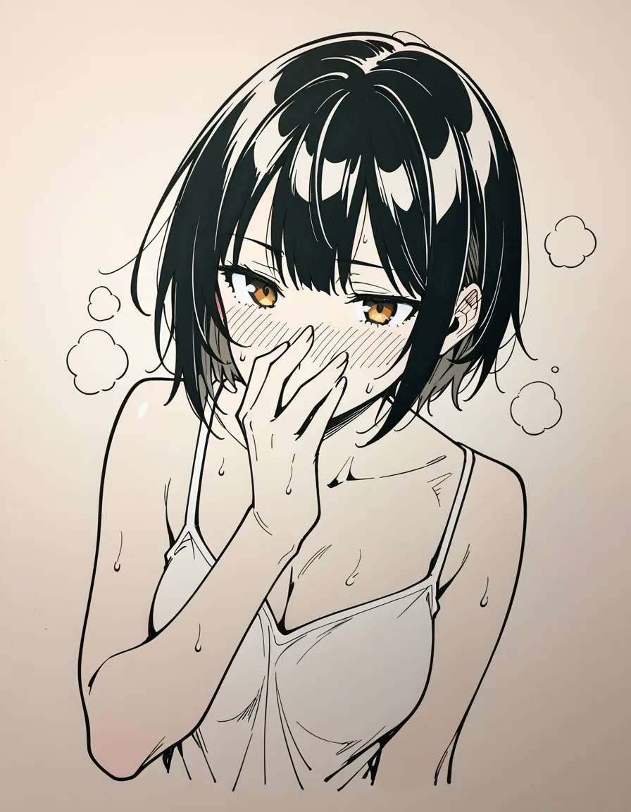 hot girl sniffing her fingers, hentai_studio_quality