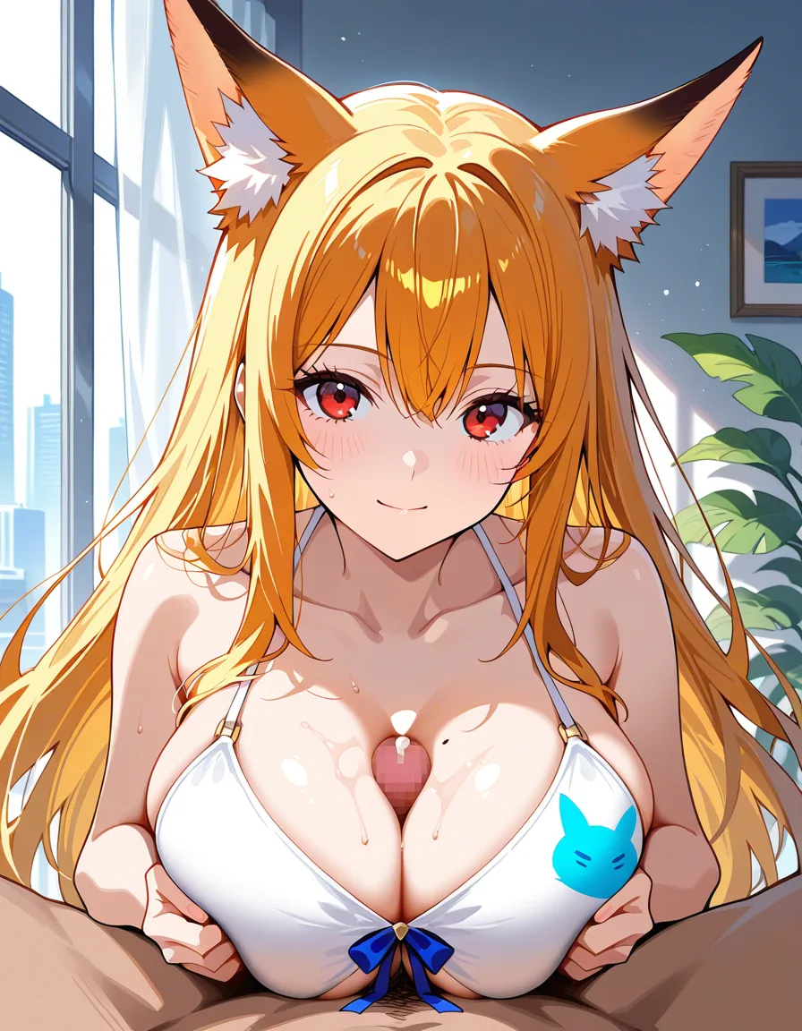 highres, vivid, solo, Tifa giving a paizuri, hentai_studio_quality