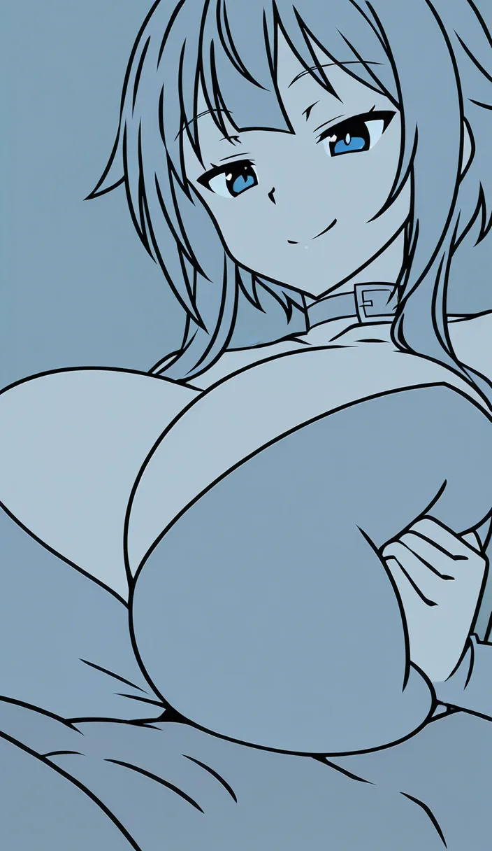@megumin , huge_breasts , paizuri , seductive_smile , looking_down , giant ,