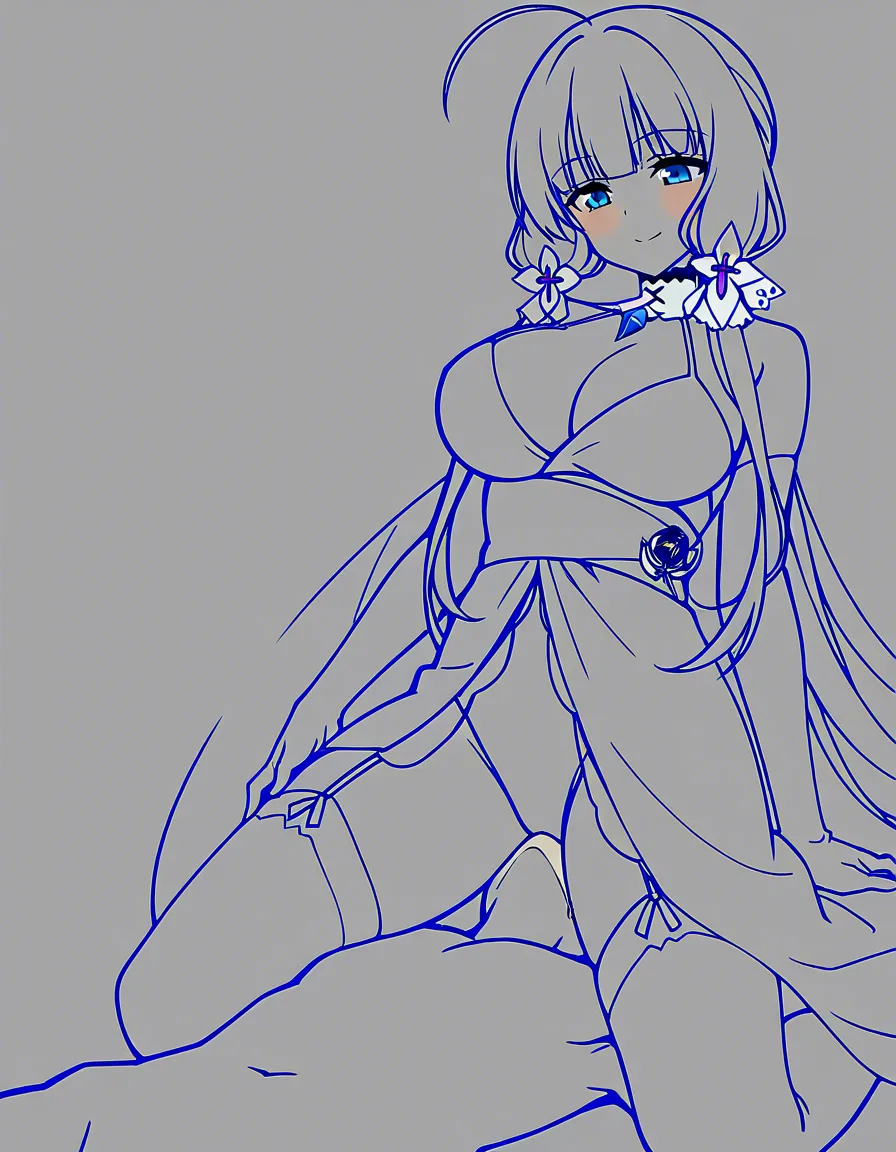 sketch lineart colored_skin color /sharp_focus /highres @illustrious_(azur_lane) facesitting rimjob femdom, (anime style:1.3), 2d, anime screencap, cel shading, flat color