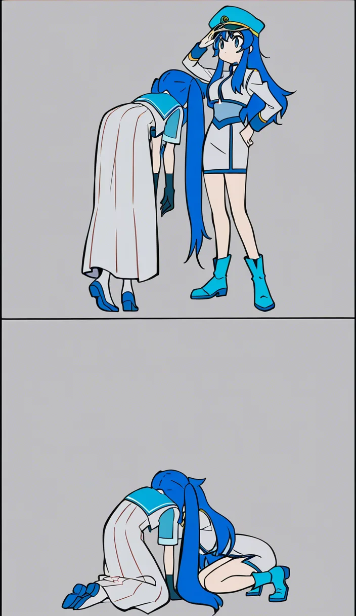 masterpiece, best quality, 2girls, hat, deepthroat, full body, hentai style