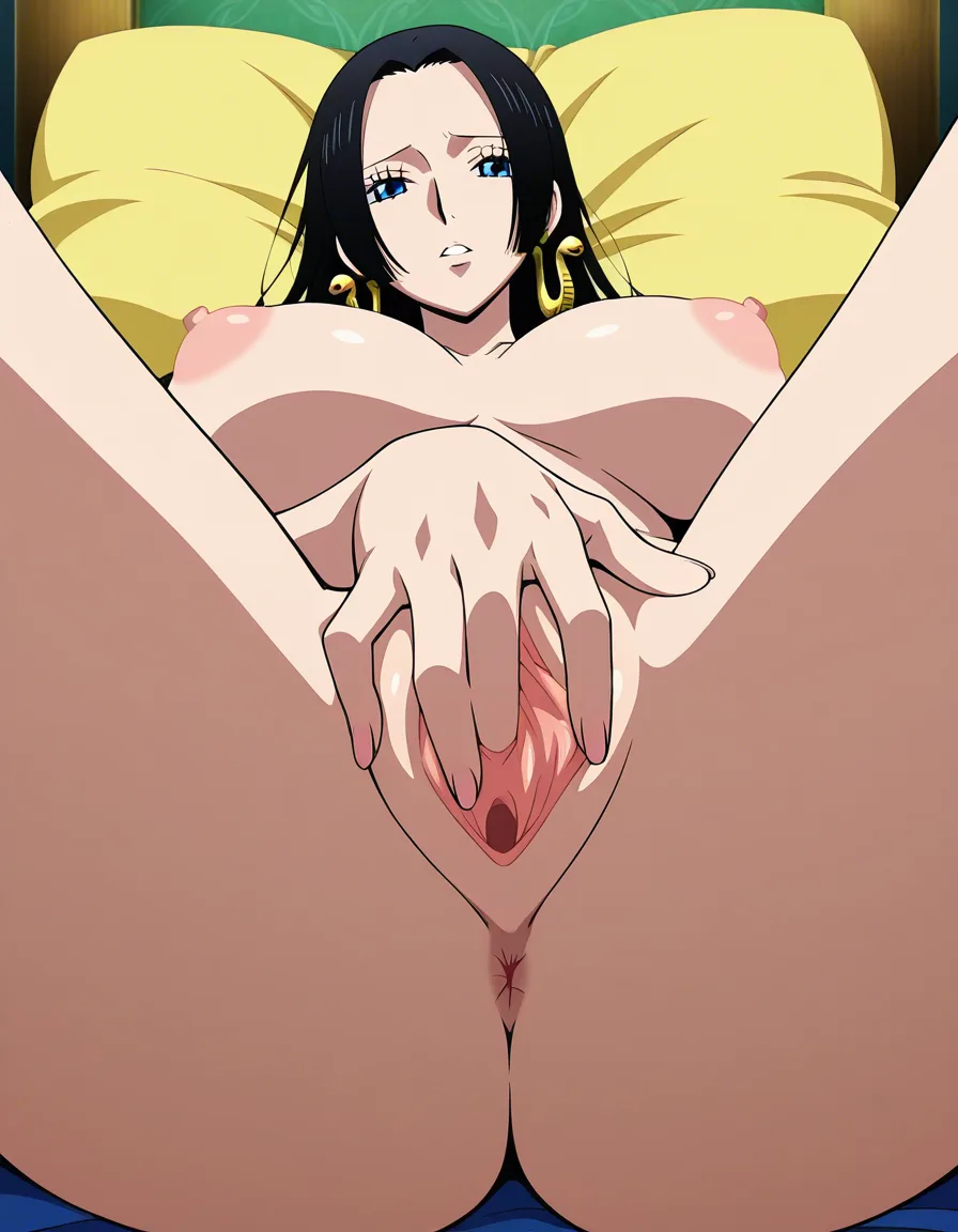 Boa hancock huge ass huge boobs, spreading legs fingering pussy hentai_studio_quality,,, (anime style:1.3), 2d, anime screencap, cel shading, flat color, hentai_studio_quality, hentai_studio_quality