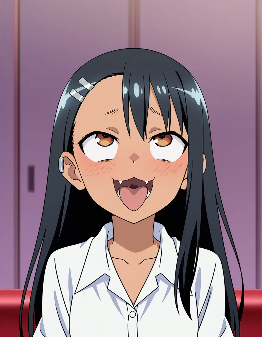 ahegao nagatoro, (anime style:1.3), 2d, anime screencap, cel shading, flat color