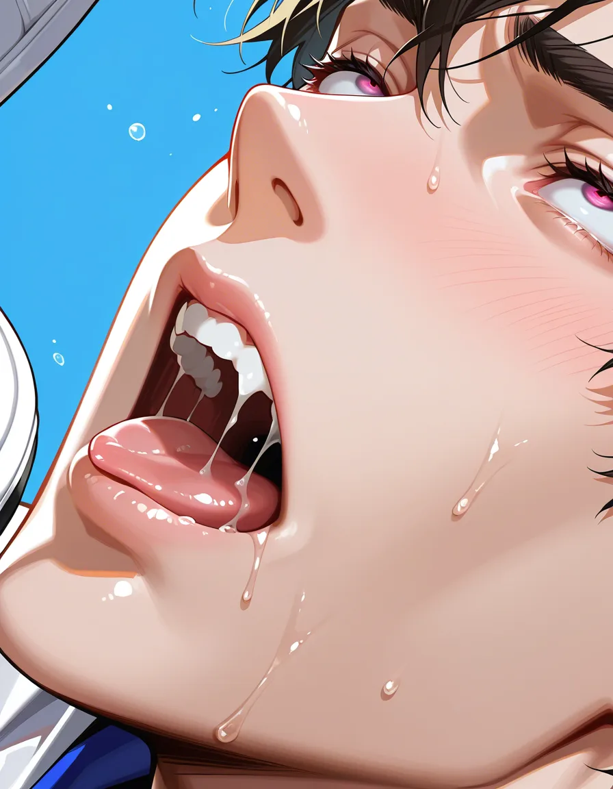 ultra HD, lifelike, close-up, 1boy, ahegao, white footwear, simple background, intense passion, hyperrealistic, hentai_studio_quality