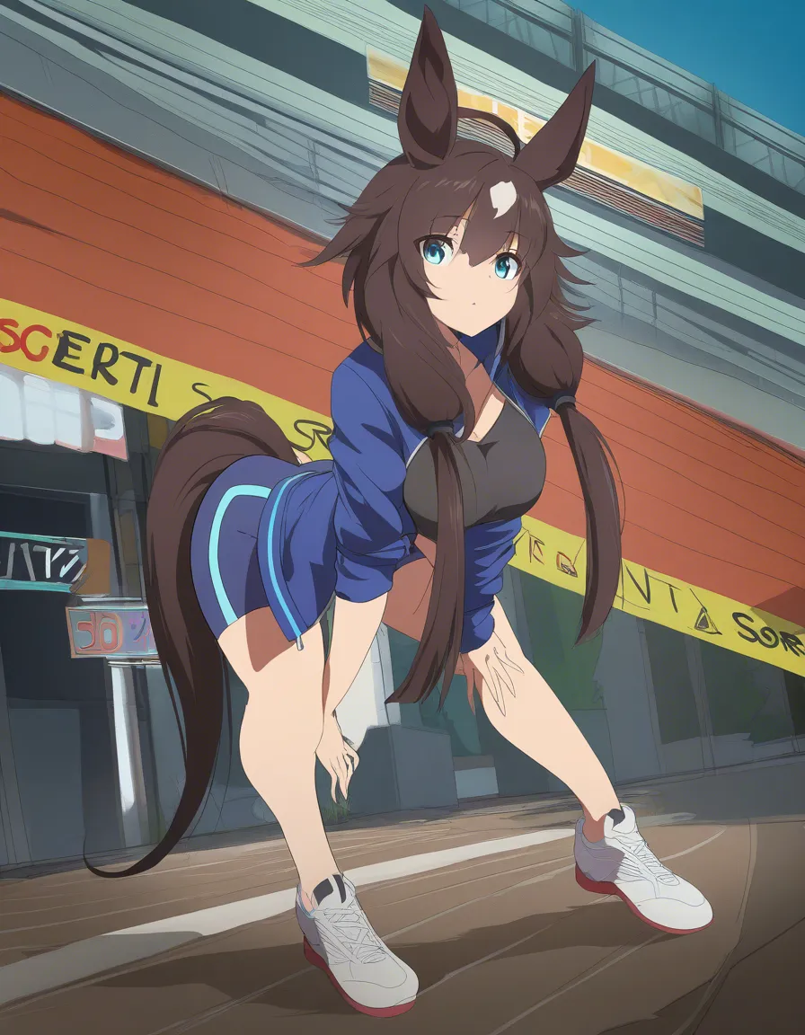 ultra detailed shading, 1other, horse ears, shorts, bent over, anime style, hentai_studio_quality