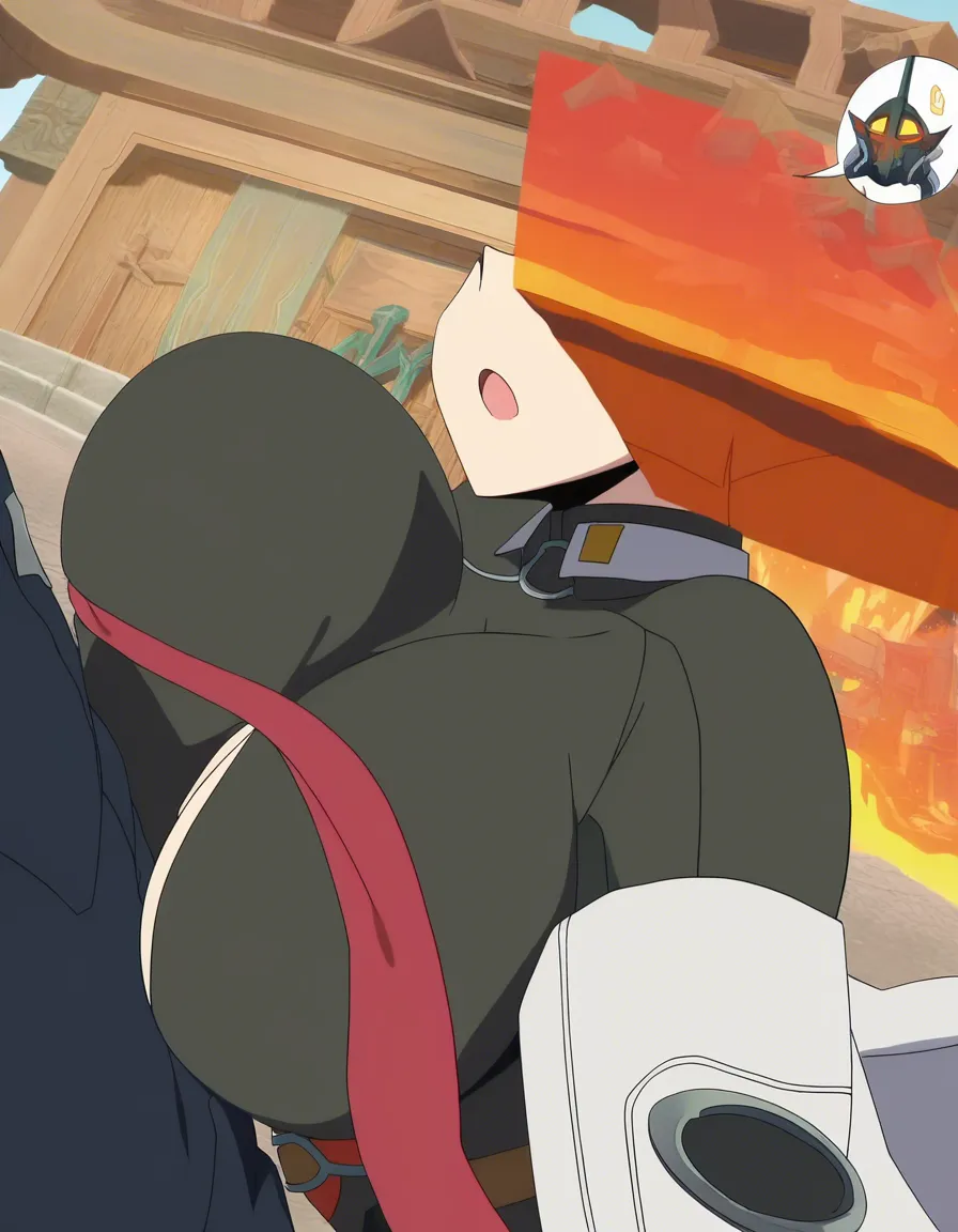 Velina from Zenless Zone Zero with big tits giving paizuri, (anime style:1.3), 2d, anime screencap, cel shading, flat color, @00osamio00