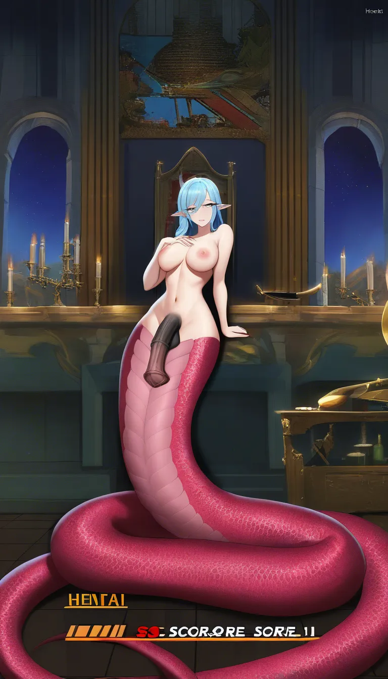 lamia girl , naked , solo , futanari , horse penis, hentai_studio_quality