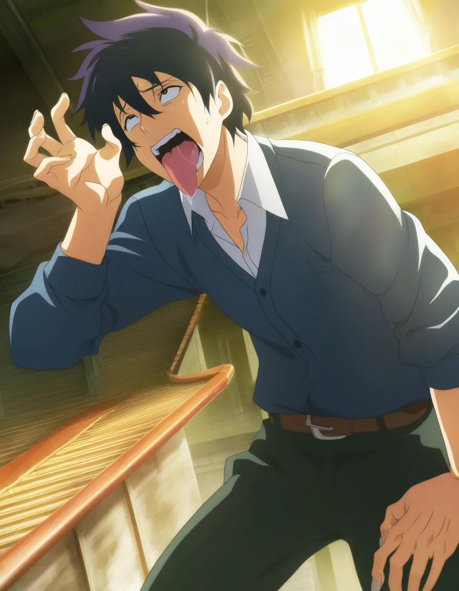 masterpiece, best quality, 1boy, ahegao, fingernails, sunlight, anime style, hentai_studio_quality