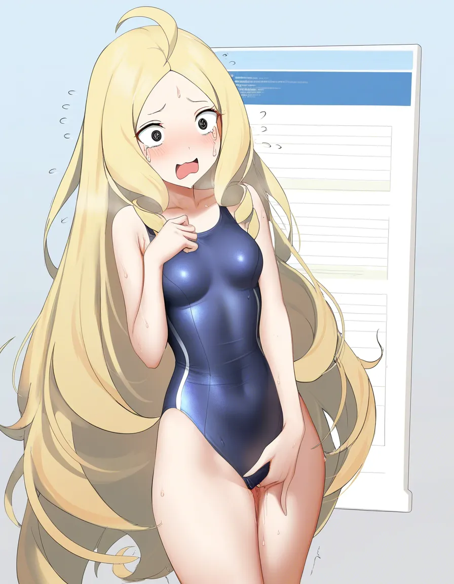 petite swimsuit school_swimsuit masturbation blonde_hair crying, hentai_studio_quality