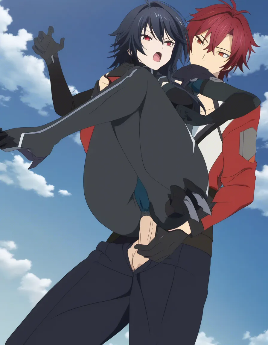 highly detailed, sharp, couple, crossed legs, anal sex, cloudy sky, eroge aesthetic, (anime style:1.3), 2d, anime screencap, cel shading, flat color