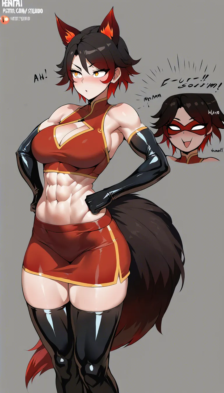 (masterpiece), anime, hentai, best quality, expressive eyes, perfect face, Cinder fall, rwby, fox girl, fox ears, fox tail, fit girl, abs, muscle mommy, latex, latex legwear, latex gloves, elbow gloves, thighhighs, domino mask, eye mask, nude, anus, on hands and knees, doggy style, ass facing camera, shaking ass, facing away from camera, squirting, orgasm, furry, female furry, furrification, perfect loop, looping animation,