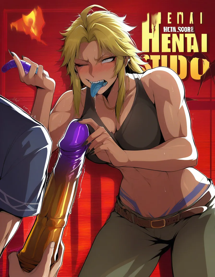 @yang_xiao_long with finger in mouth putting a dildo in, hentai_studio_quality