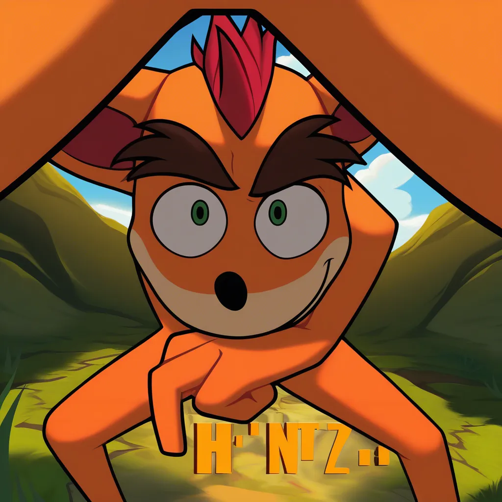Crash Bandicoot, male, buff, orange body, naked, nude, covering his crotch, hentai_studio_quality, hentai_studio_quality, hentai_studio_quality, hentai_studio_quality