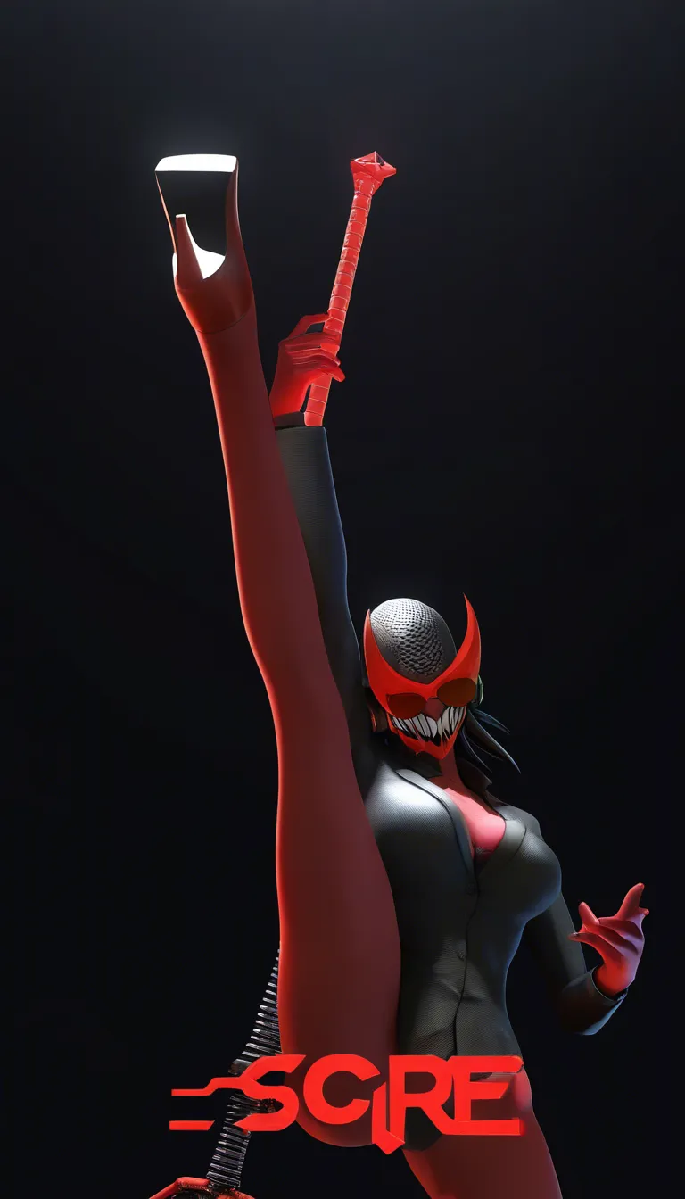 octane render, 8k, succubus, sunglasses, office wear, leg up, black background, 3D render, score_9, score_8, 3d render, octane render, subsurface scattering, ray tracing, smooth shading