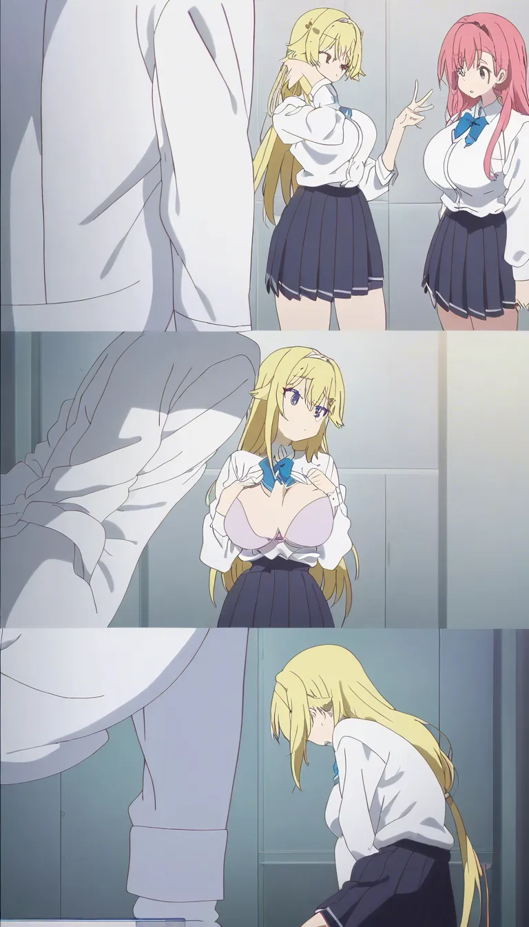 A pretty, not-too-old girl secretly masturbated in class. She took off her skirt, leaving only her school uniform shirt, and wasn't wearing a bra. She did this at the back of the room without anyone knowing she was masturbating.