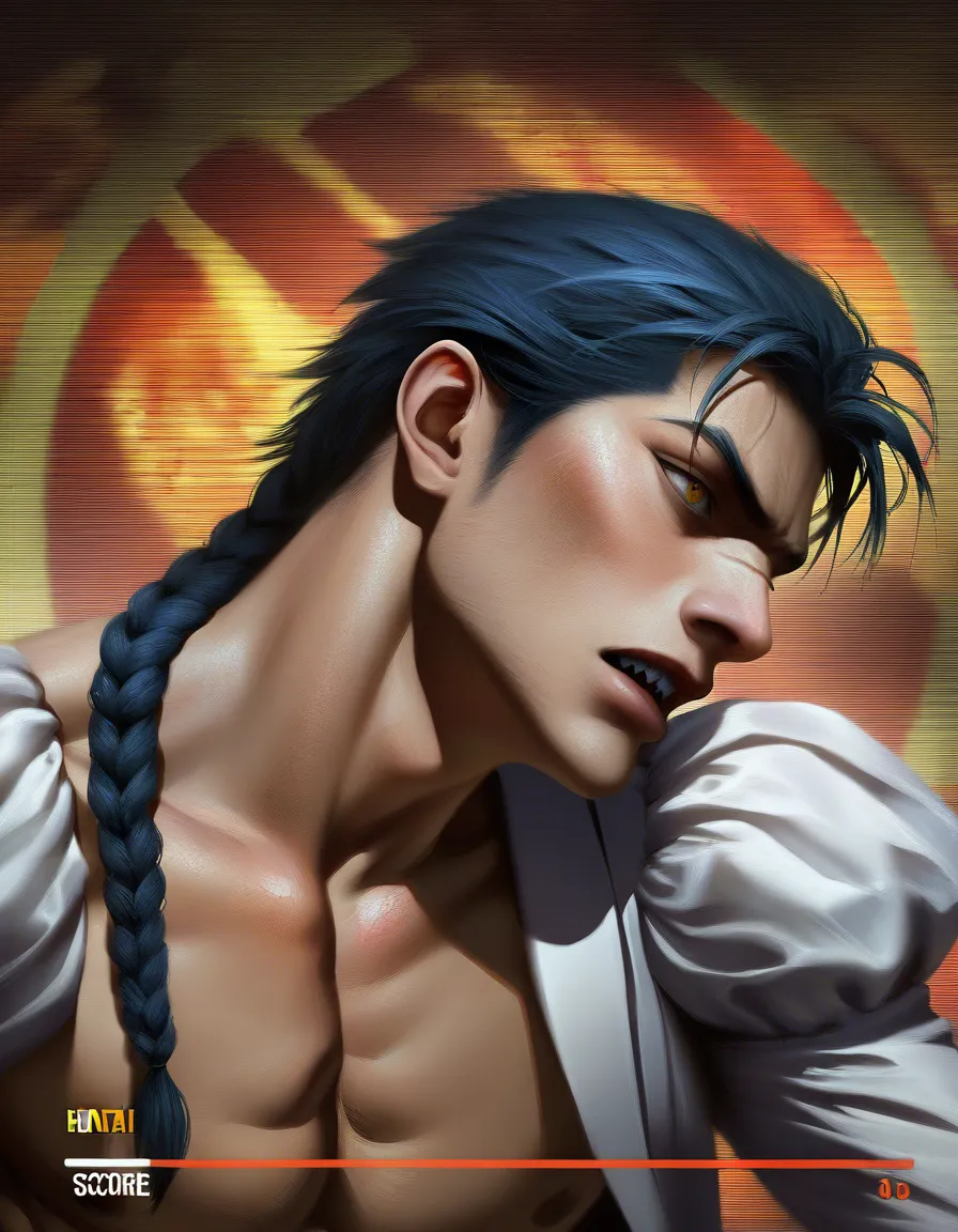 studio quality, sharp focus, male focus, single braid, puffy sleeves, topless, photorealistic, hentai_studio_quality