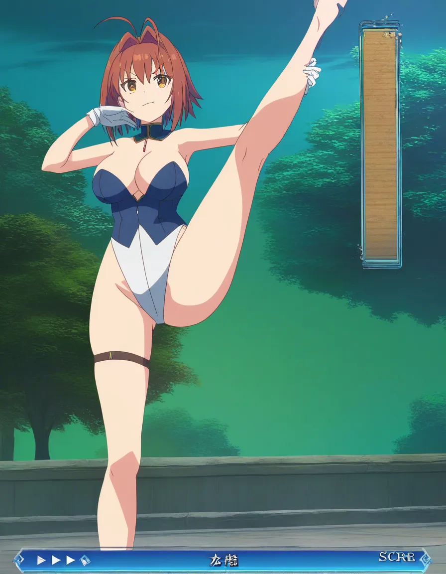 masterpiece, best quality, milf, thighs, gloves, leg up, visual novel art, (anime style:1.3), 2d, anime screencap, cel shading, flat color, @00osamio00