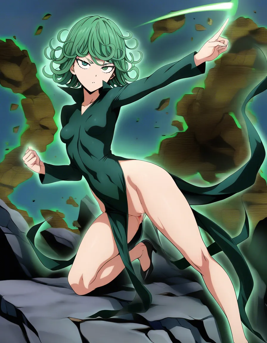 Tatsumaki tits out finger in pussy one punch man, hentai_studio_quality