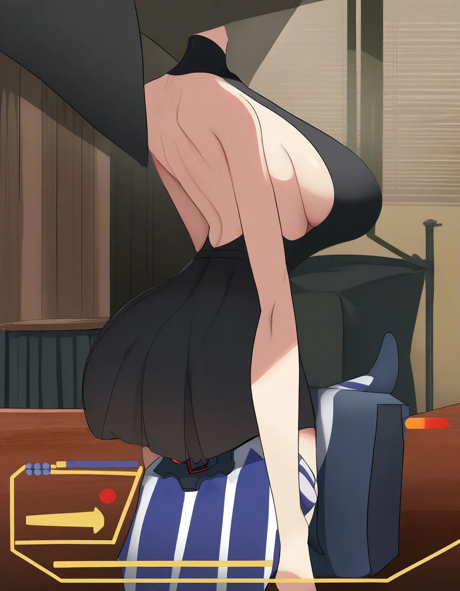 ultra detailed shading, 1other, sideboob, black skirt, facesitting, soft cel shading, hentai_studio_quality