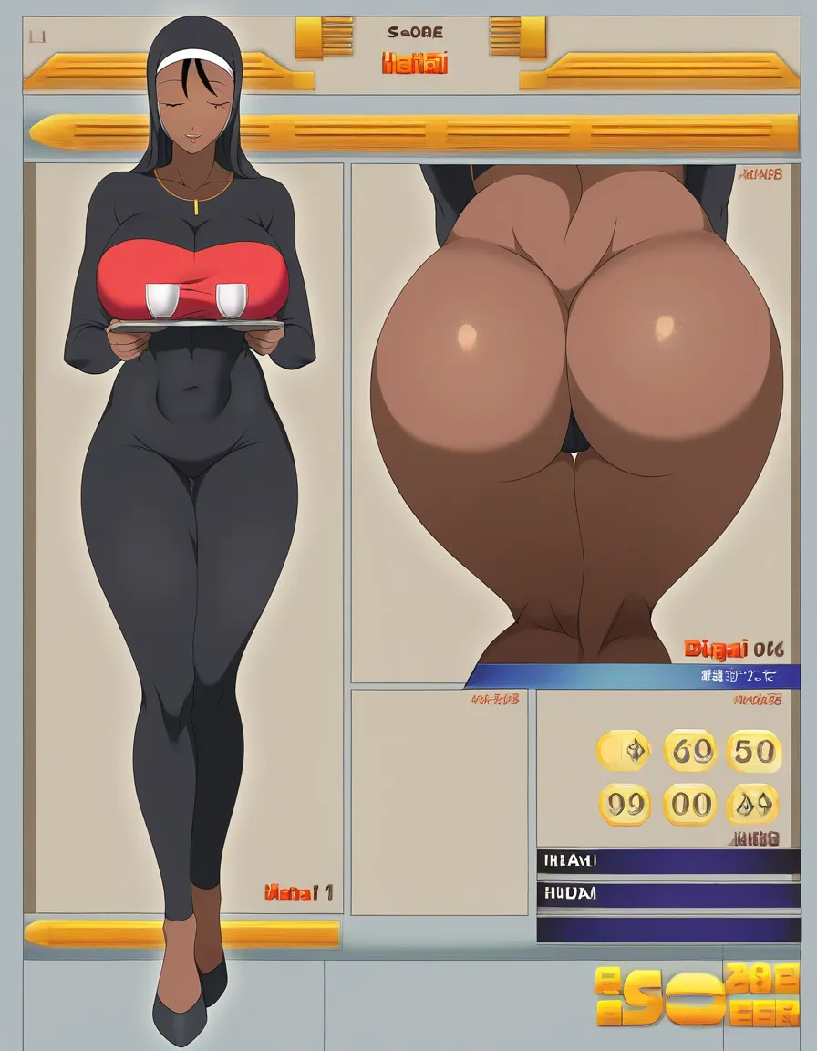 hijabi mother, muslim, big tits, full body view, brown skin, tight clothes, hentai_studio_quality