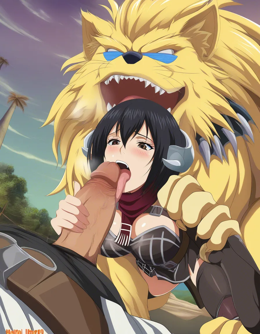 Mikasa feet, licking hentai_studio_quality, hentai_studio_quality