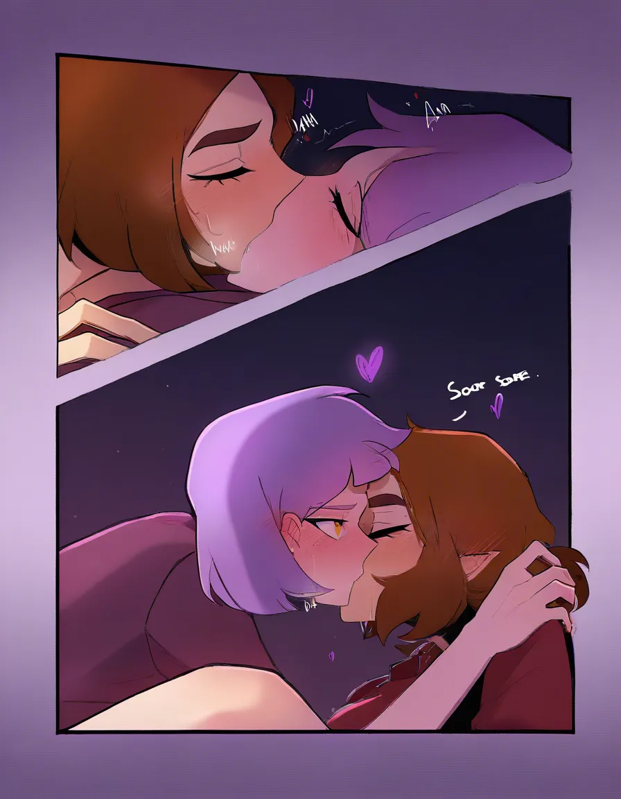 2girls, multiple_girls, @luz_noceda_(the_owl_house), brown hair, short_hair, @amity_blight_(the_owl_house), lavender hair, bob_cut, yuri, lesbian, on_back, girl_on_top, straddling, grabbing_own_breast, grabbing_another's_ass, blush, closed eyes, bridal_veil, wedding_ring, white competition_swimsuit, white high_heels, humping, cowgirl_position, moaning, orgasm, legs_apart, in pool chair, night., hentai_studio_quality, hentai_studio_quality, hentai_studio_quality
