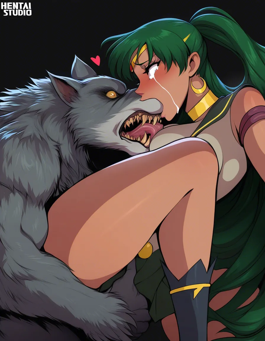 sailor_pluto , werewolf , french_kiss,  crying, hentai_studio_quality