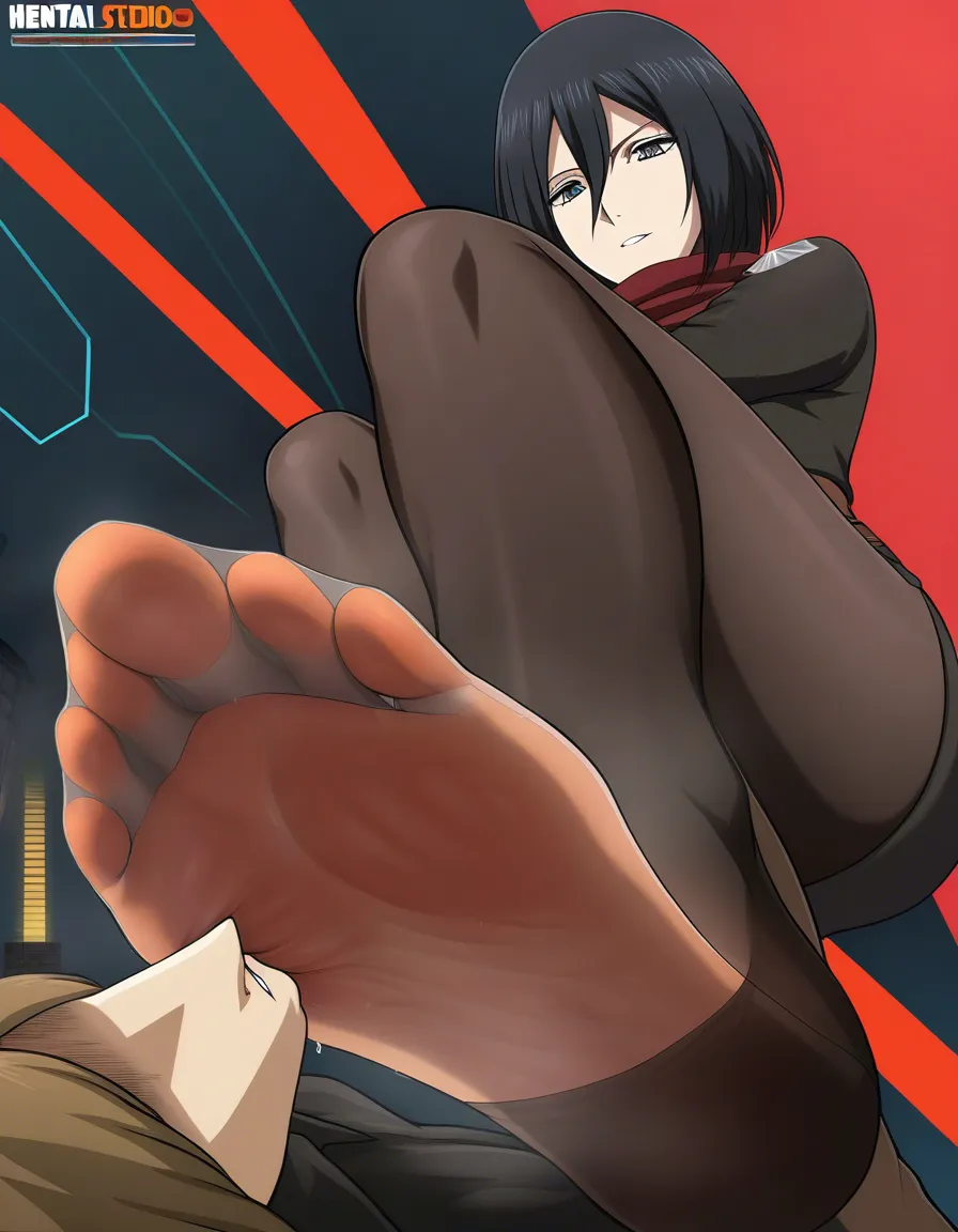 @mikasa_ackerman #footlick #foot_focus #femdom, hentai_studio_quality