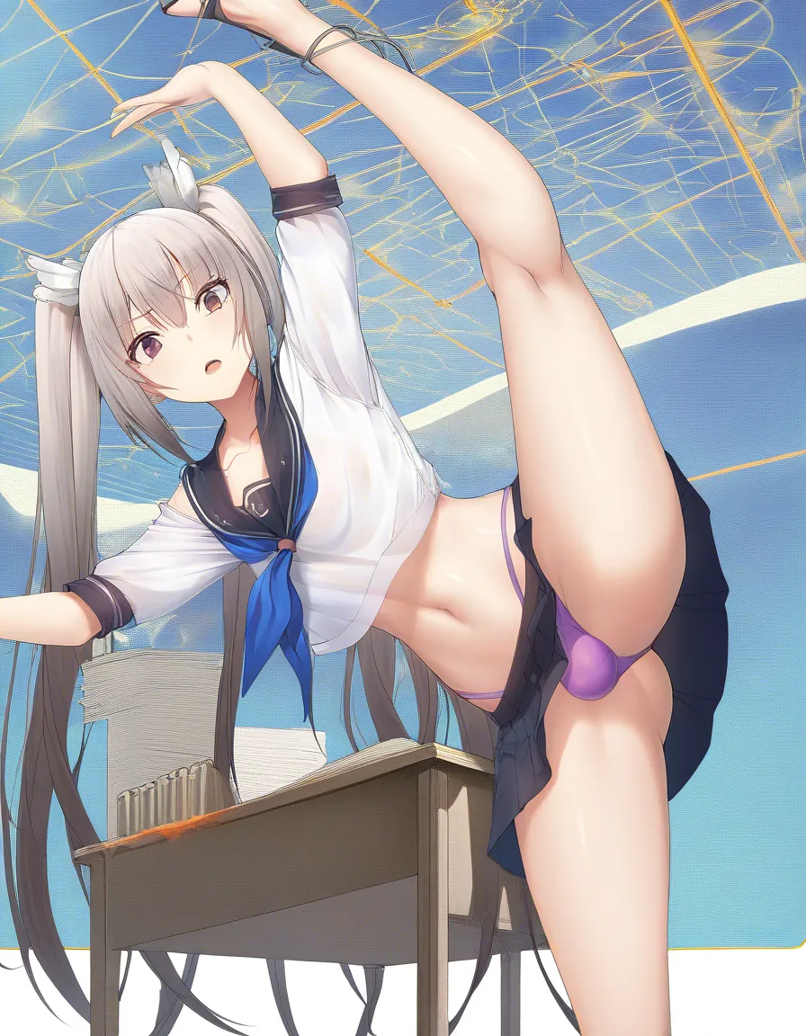 masterpiece, fine detail, princess, leg up, collarbone, very long hair, transparent background, hentai style, hentai_studio_quality, crossdressing , otoko_no_ko , long_hair , miniskirt ,, hentai_studio_quality