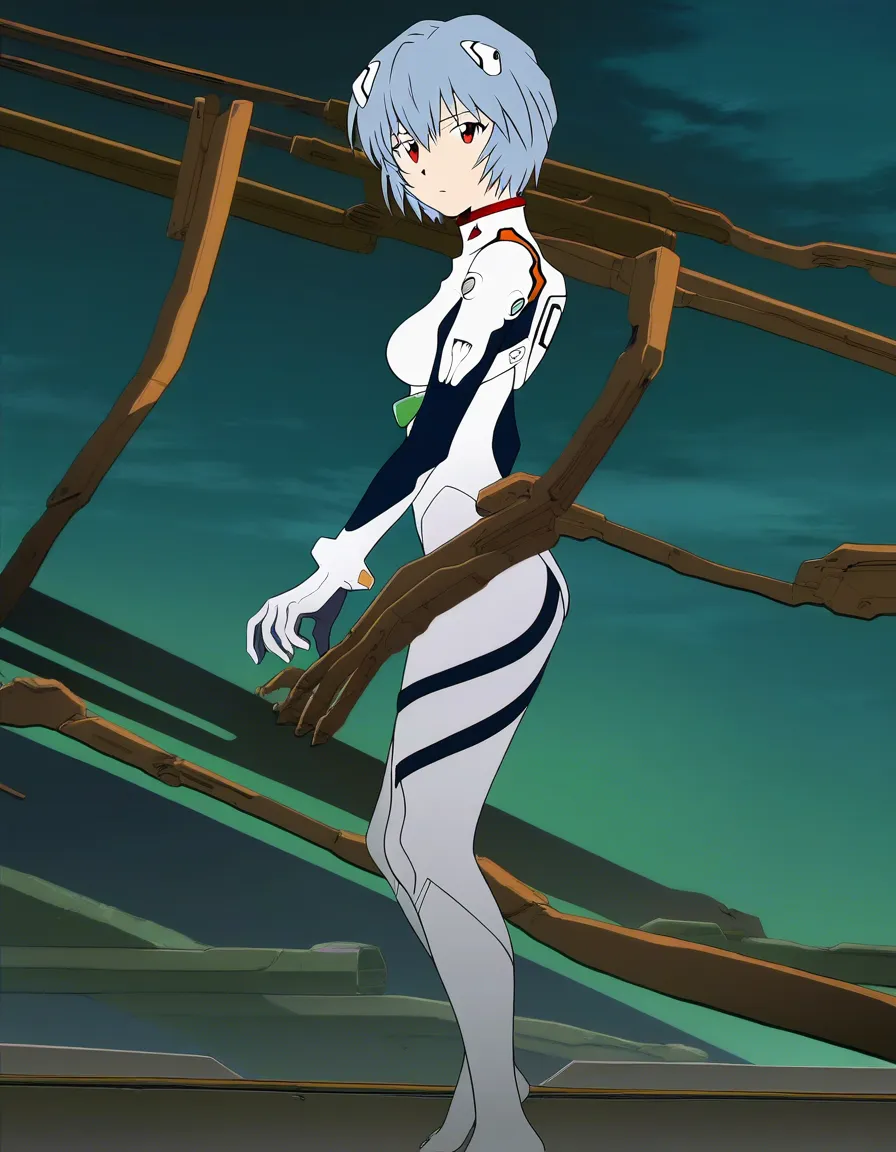barefoot anal cowgirl_position feet expressionless @ayanami_rei, (anime style:1.3), 2d, anime screencap, cel shading, flat color