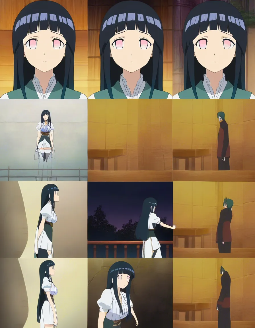 @hyuuga_hinata small but still 18+ white_thighhighs, (anime style:1.3), 2d, anime screencap, cel shading, flat color