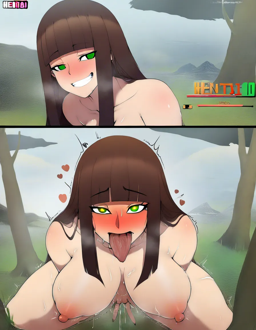 green_eyes blunt_bangs dark brown_hair long_hair milf blushing nervous_sweating heart-shaped_pupils tongue_out smile pussy_juice trembling resisting the urge to masturbate, hentai_studio_quality, hentai_studio_quality, hentai_studio_quality, hentai_studio_quality, hentai_studio_quality