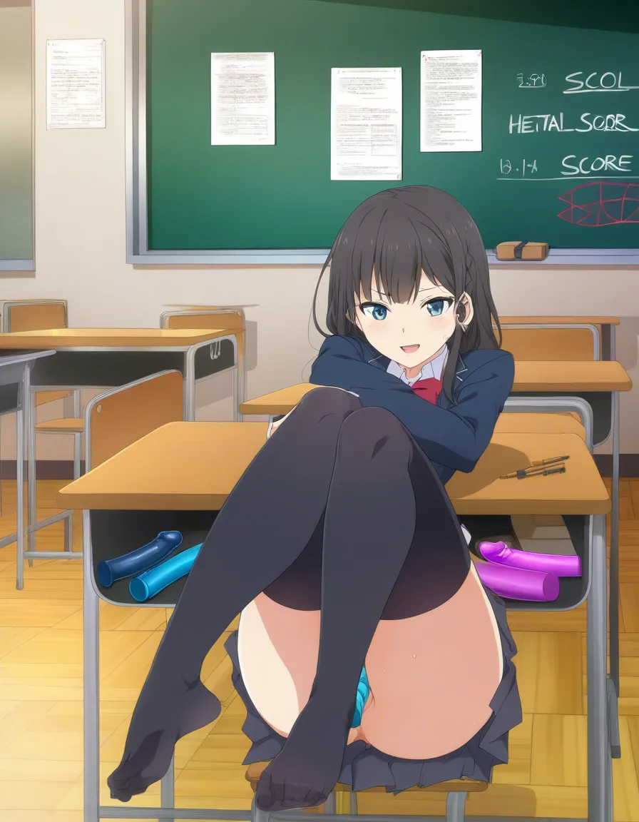 school_uniform, classroom, dildo, hentai_studio_quality, hentai_studio_quality