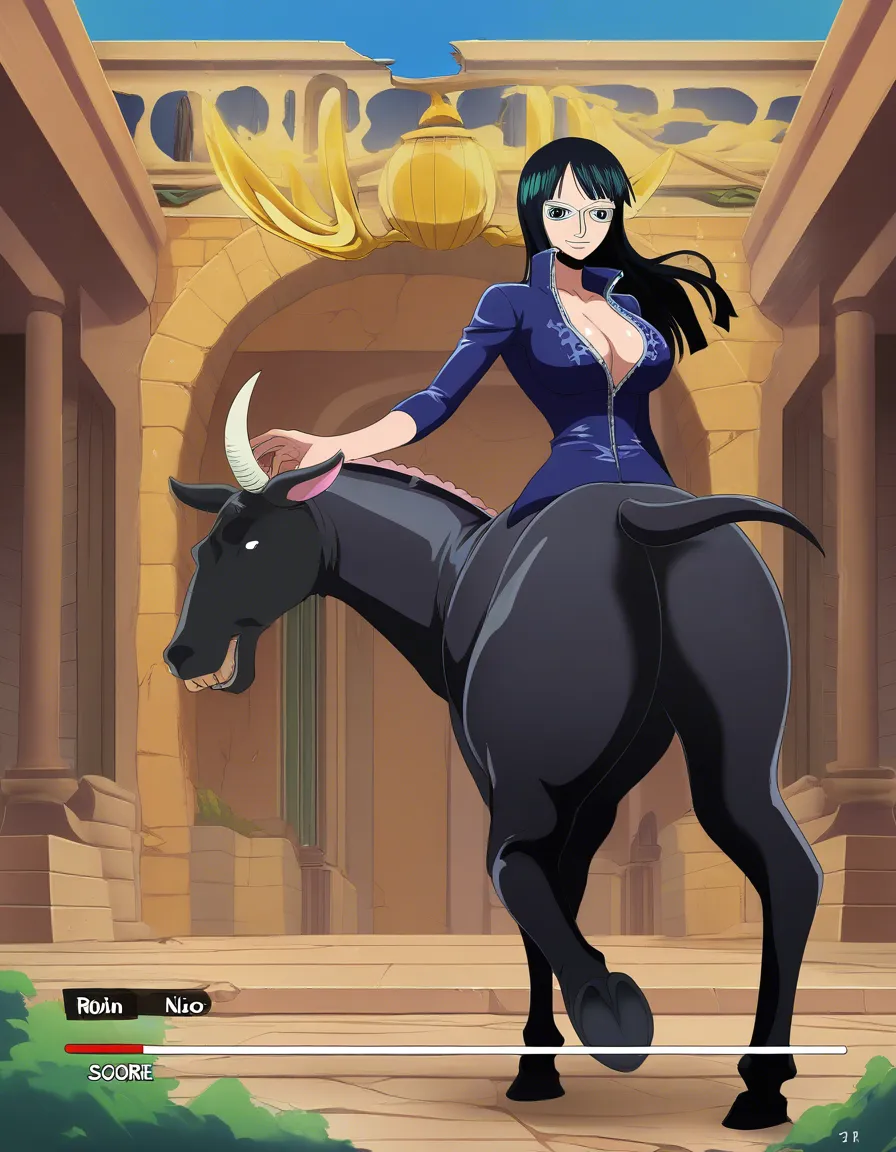 nico robin from one piece as a cowtaur, hentai_studio_quality