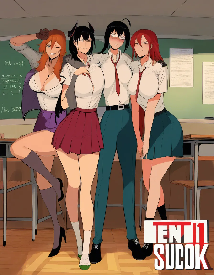 A hot cocky girl locked inside a classroom with me, claiming she has always hated me, hentai_studio_quality