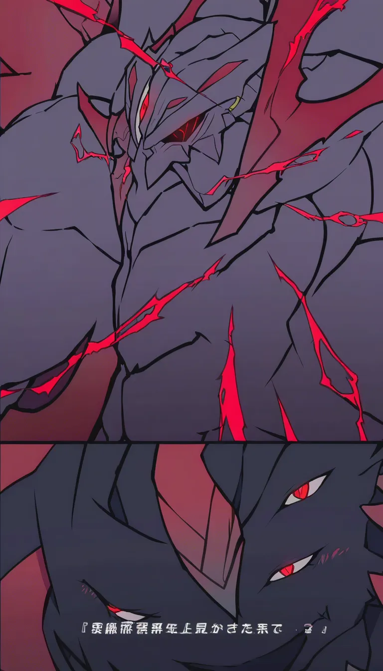 Young woman, tall and muscular, highly evolved humanoid, extremely beautiful, sharp features, piercing red eyes, diamond shaped red third eye on forehead, extremely elegant face,, long and flowing black hair with few strands at the front, two red lightning bolts for horns, black domino mask covering upper half of face, razor-sharp fangs, bright red lips, distinct intricate glowing bright red tattoos adorning chest, intricate glowing bright red tattoos on both arms, wears a black and red intricate designed bikini top and black bottoms, bright fair skin, golden necklace and armbands, heavily oiled skinr, dark gloves with crimson claws, larger-than-normal breasts and buttocks, blue seraphic wings, black high knee boots, manga style animated scene, having passionate sex with two young man