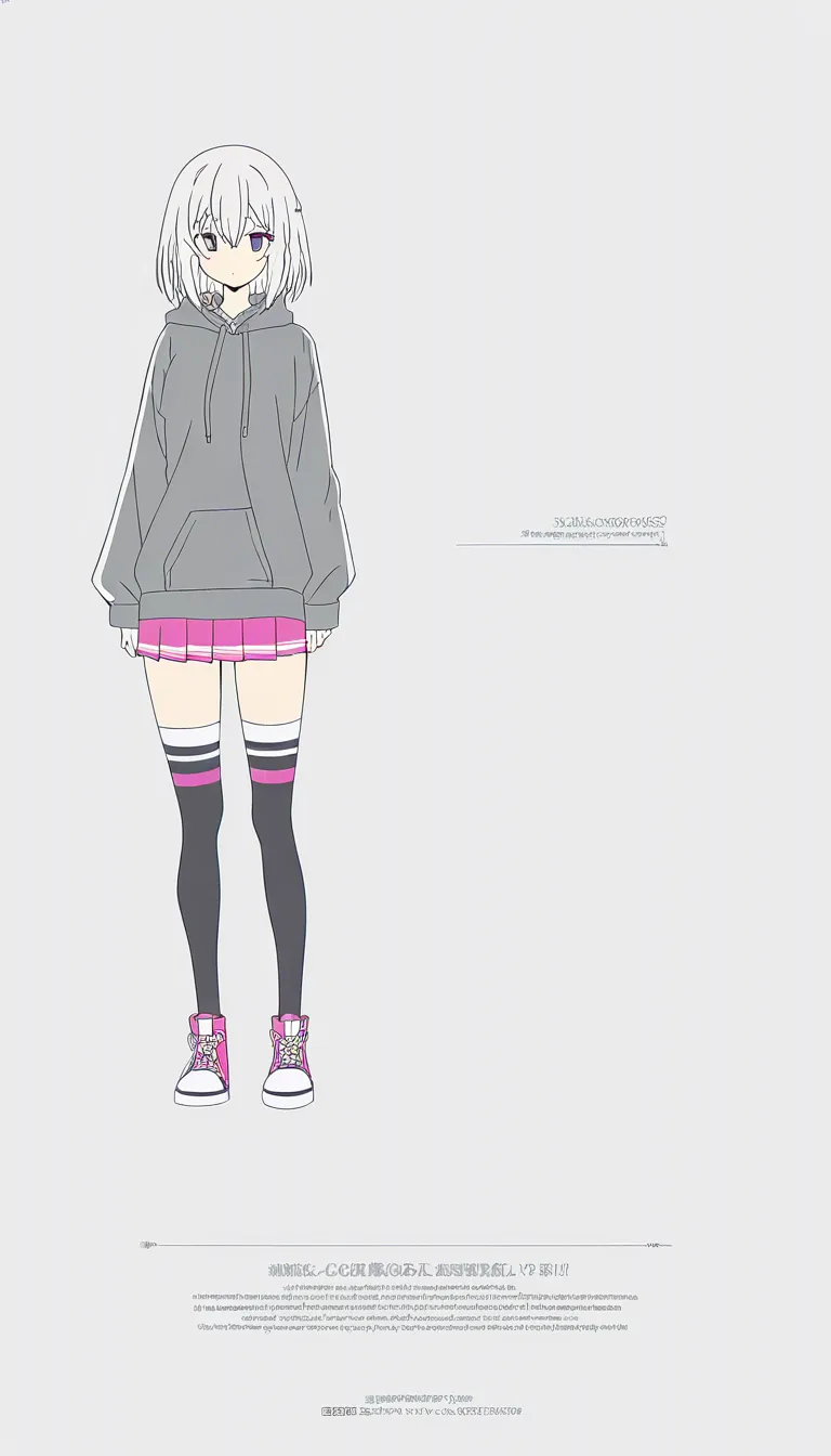 he is a femboy, he has a black oversized hoodie, and a pink pleated skirt with a white line on the bottom. white and pink striped thigh high stockings and pink converse high tops. he has white wrist cuffs on his arms. he has a pink collar on his neck, with a bell. he has pink, short messy hair, with a frilly white headband atop his head, he is slender and petite, he has a very submissive attitude, a petite and skinny build, except for his thighs and butt. he is a fox demihuman, and has pink fox ears on his head, with black stud piercings, and a pink fluffy fox tail. he has white garters his hands are tied behind his back in black rope, and his legs are tied together too, his mouth is gagged with a white cloth, and his struggling on his knees. he makes muffled noises as he squirms. his skirt is lifted up, showing his pink pair of panties