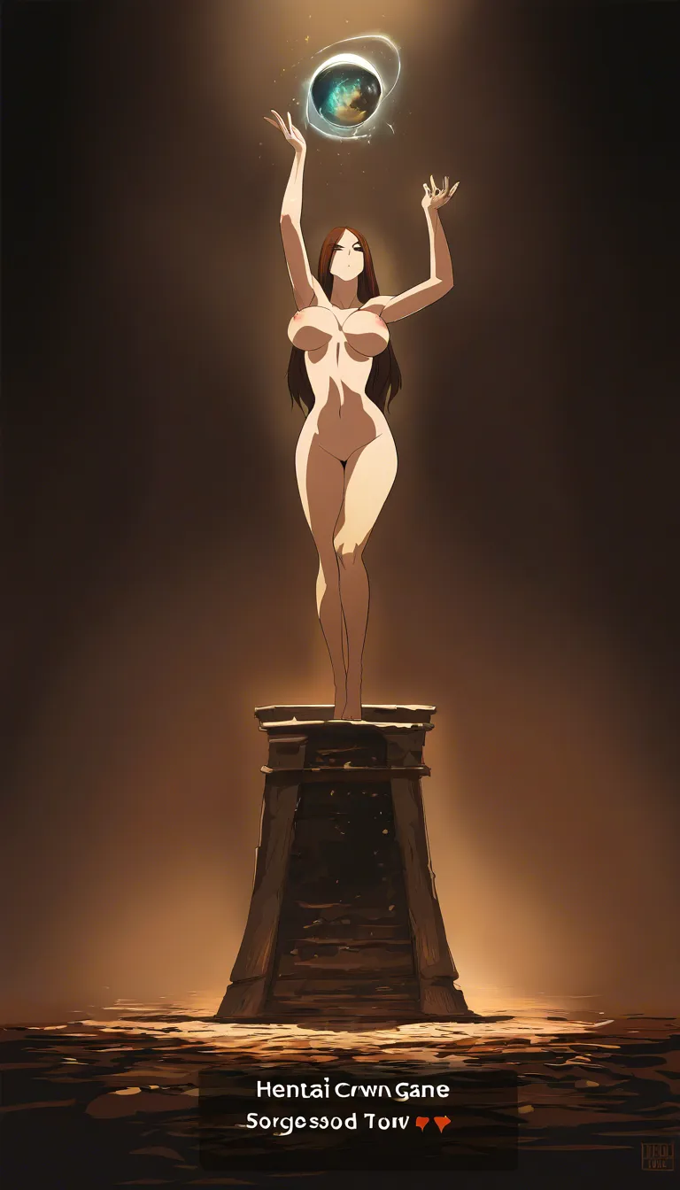 sorceress, orb, in a enchanted tower, warm lighting big tits, naked, nude, dragons crown game