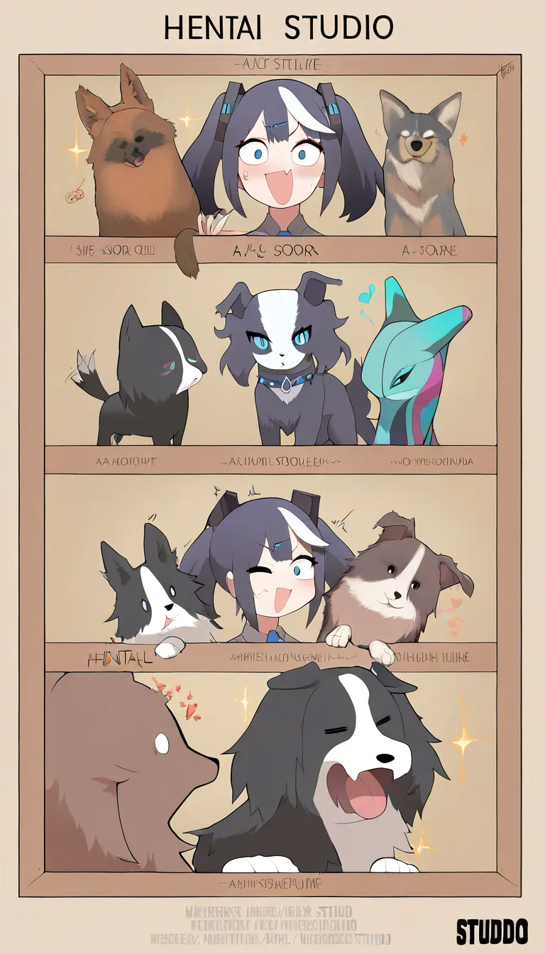 A cute anime-style Border Collie girl with a soft puppy-like face, large aqua blue eyes, a small visible fang, and a :3-style mouth. She has upright dog ears and a dog tail. Her hair is very long, brown with white streaks concentrated in the front center, styled with straight-cut bangs and low braided twin tails. Long sidelocks frame her face, and pointy side hair flaps arch outward and upward in a gentle bow-wave shape (not curly) for a spiky silhouette. She has 2 small bows on the left side of her hair and 1 bow on the right. She is 157 cm tall with a small, soft build.
1girl, pov, beautiful, cute, pleasure face, tongue_out, strong blush, red collar, large breasts, sex, cowgirl_position, ahegao, drooling, enduring, trembling, in love, heart-shaped_pupils, cum_in_pussy, vaginal, looking_at_viewer, teary eyes, Make her completely nude.