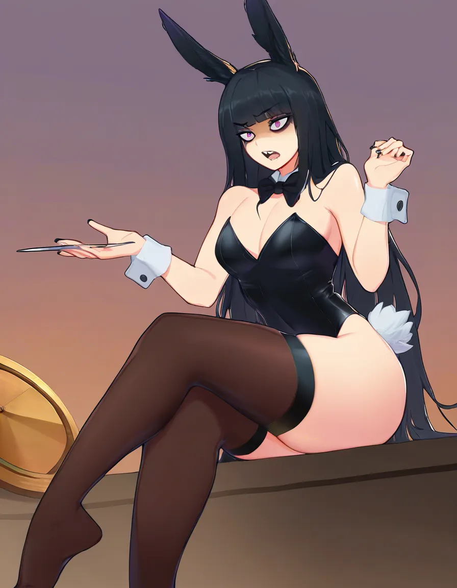 masterpiece, clean art, 1boy, solo_focus , femboy, crossdressing, long_hair, eager , encouraging, goth, black_hair , playboy bunny , hand_up , perfect feet , thighhighs, rabbit_ears , rabbit_tail, makeup , thighs , chearleading, perfect anataomy, perfect proportions, perfect spade tattoo on thigh, pom_pom_(cheerleading), happy, cheerleader,, hentai_studio_quality