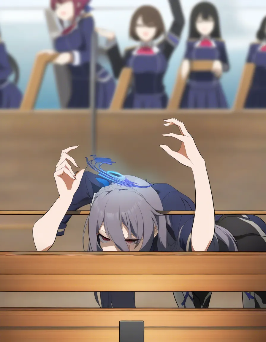 absurdres, highres, 4girls, hands up, shirt, bent over, blurry background, soft cel shading, hentai_studio_quality