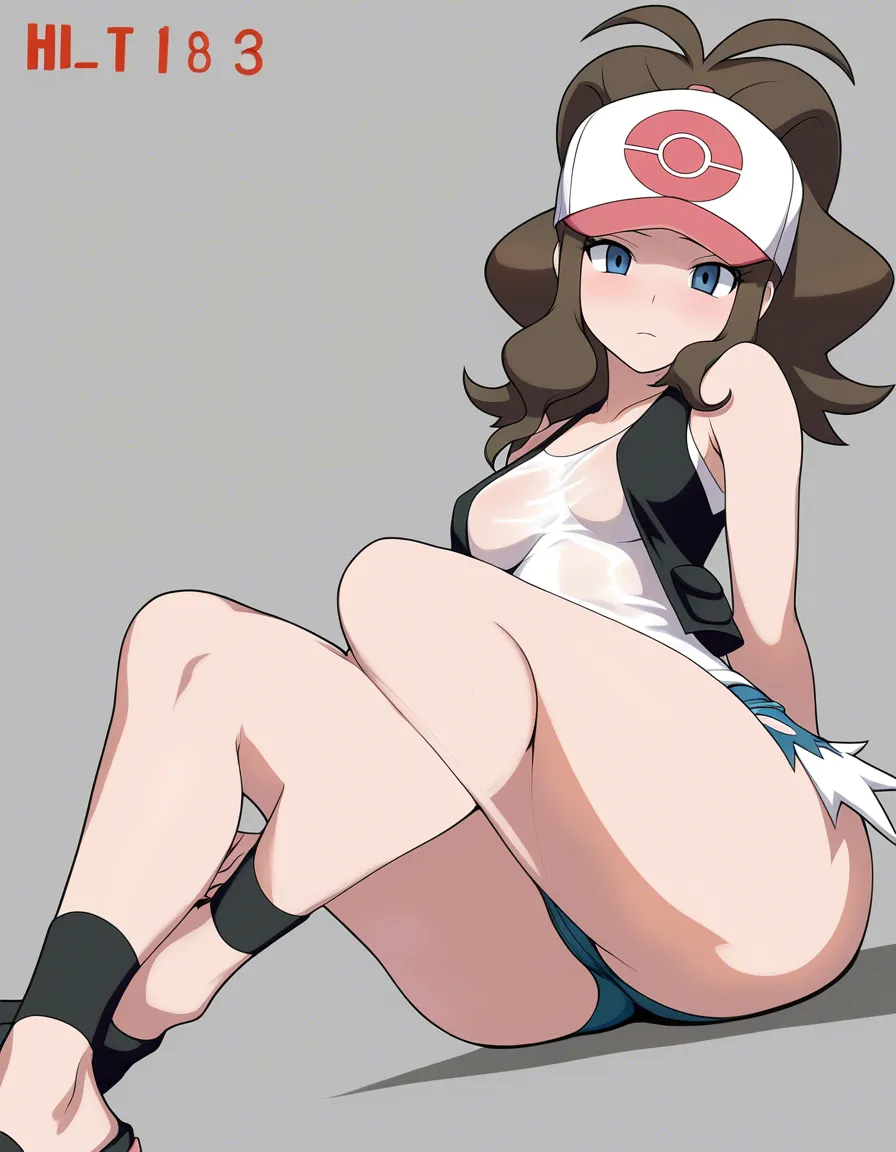 hilda ( from pokemon), age 18, small_breasts, Her outfit is see-through. 4k resolution., hentai_studio_quality